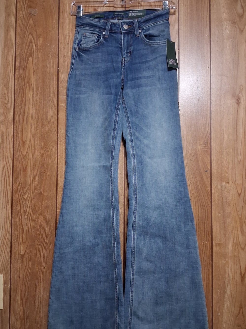 New Mid Rise Flare Jeans Med Wash Size 00 Recycled Cotton Blend Hippie